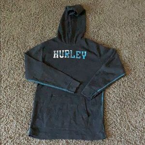 Boys grey/blue Hurley hooded long sleeve pull over